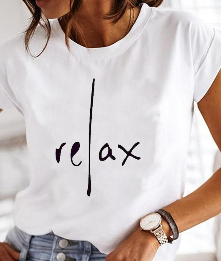 Damen T-Shirt mit Sommerprints und Lockerem Schnitt