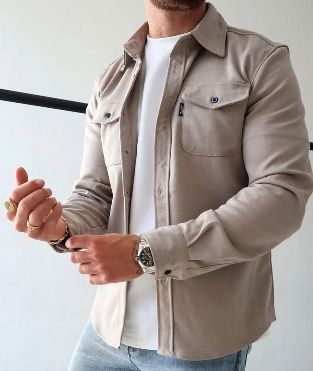 Herren Langarmhemd | Mit Knopfleiste und Brusttaschen
