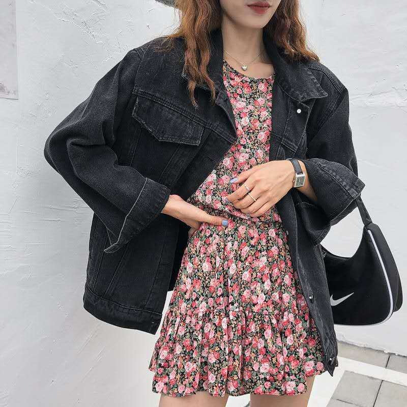 Damen -Bestickte Jeansjacke