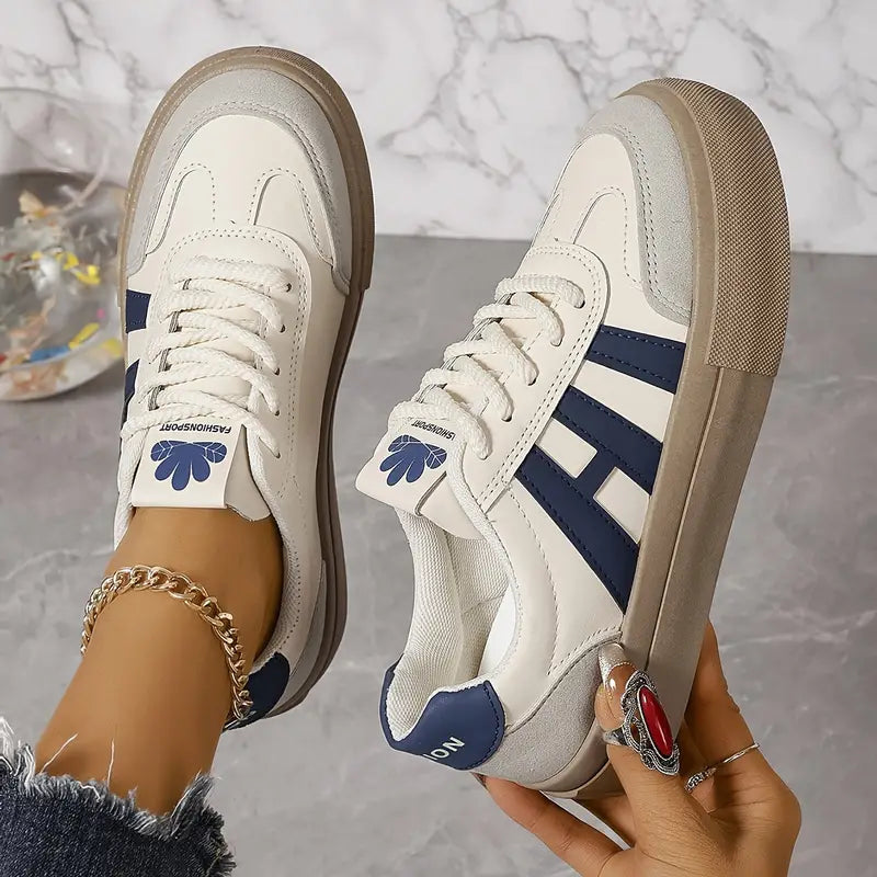 Damen Schnür-Sneaker | Seitliche Farbstreifen