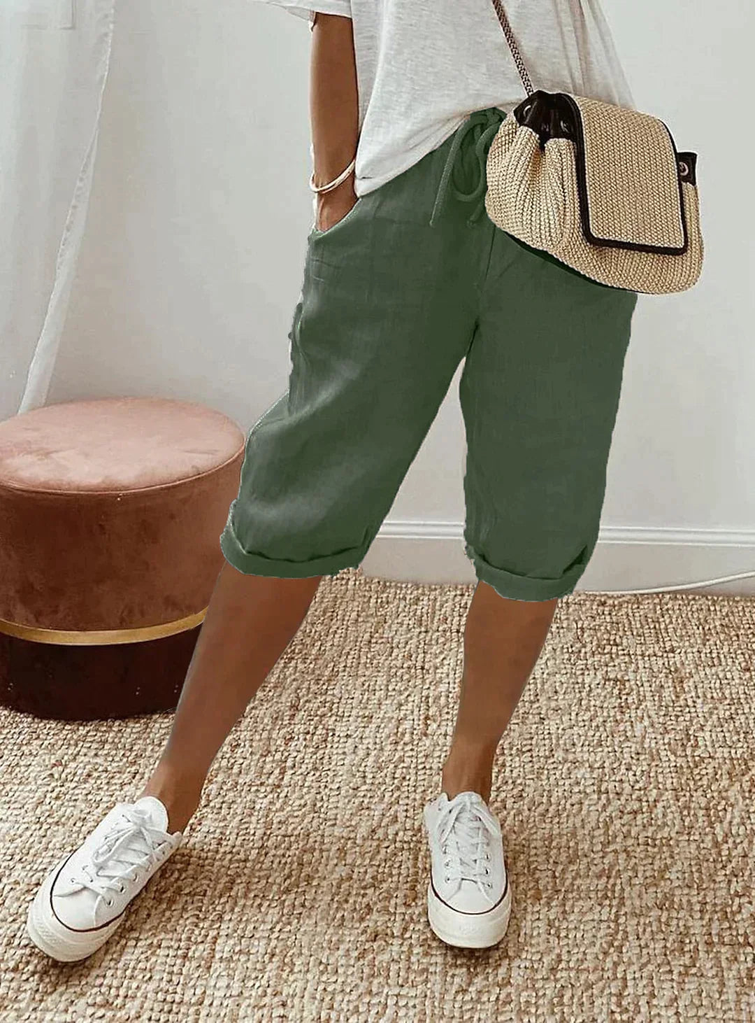 Damen Bequeme Stoffhose mit Vielseitigem Design für Warme Tage 2