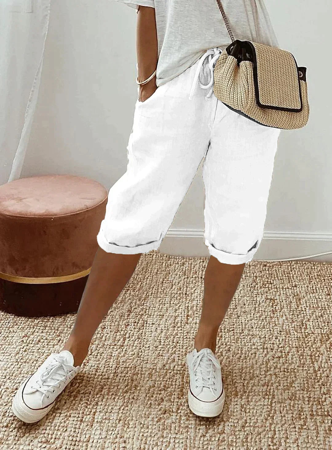 Damen Bequeme Stoffhose mit Vielseitigem Design für Warme Tage 3