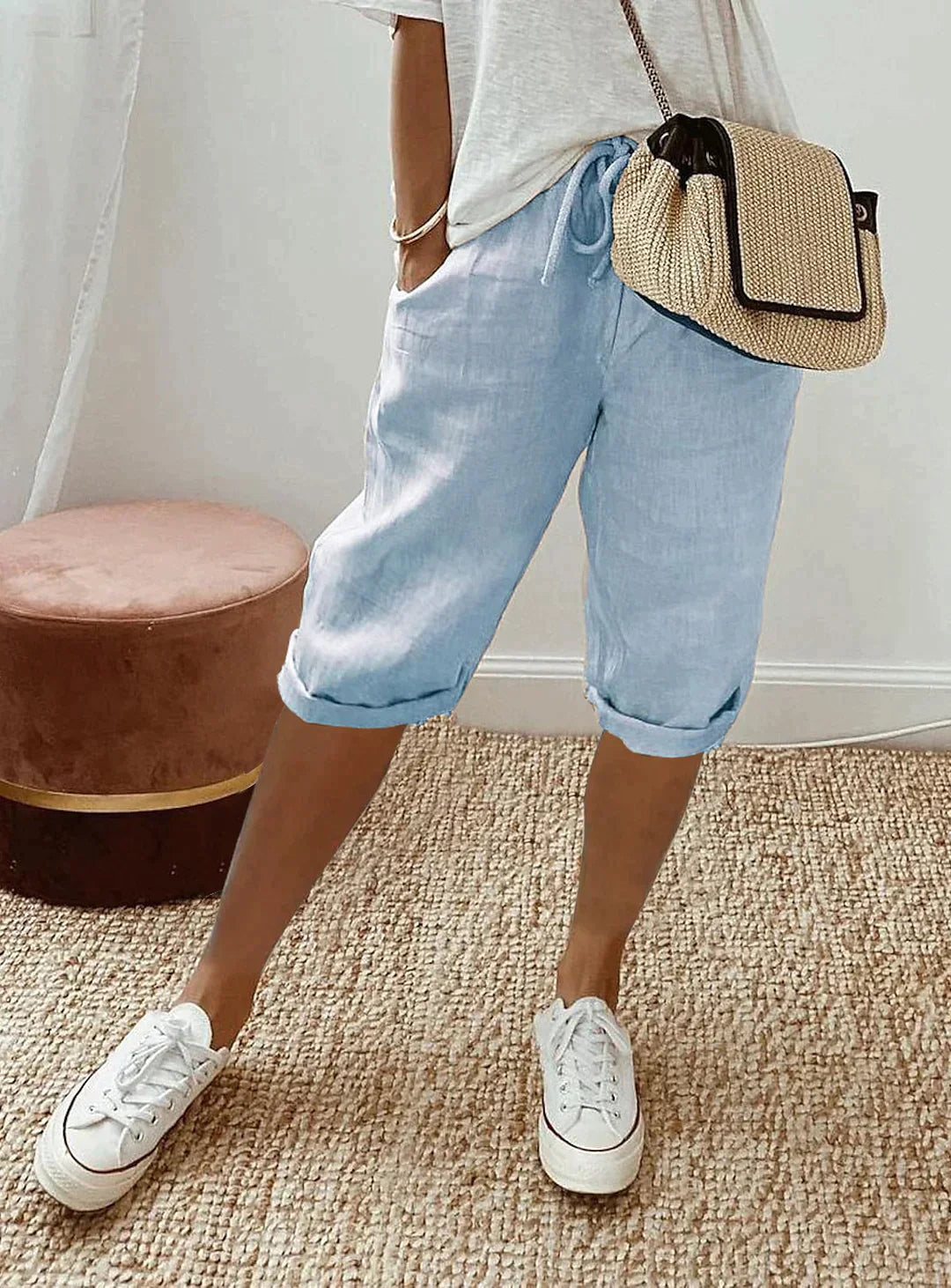 Damen Bequeme Stoffhose mit Vielseitigem Design für Warme Tage 4