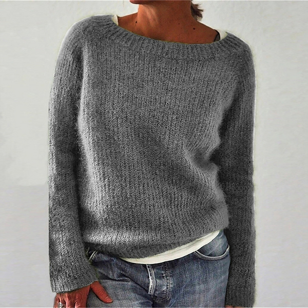 Damen lockere Passform Pullover, Solide Langärmelig