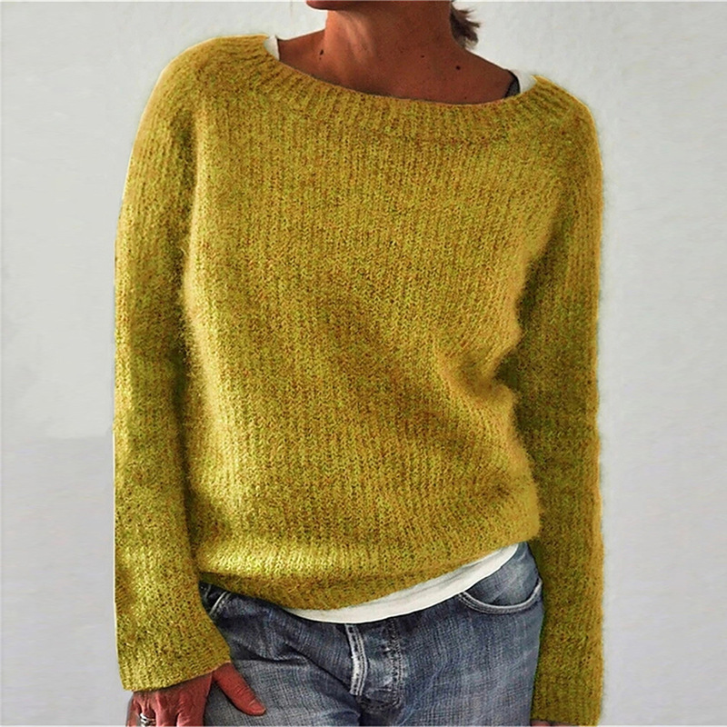 Damen lockere Passform Pullover, Solide Langärmelig