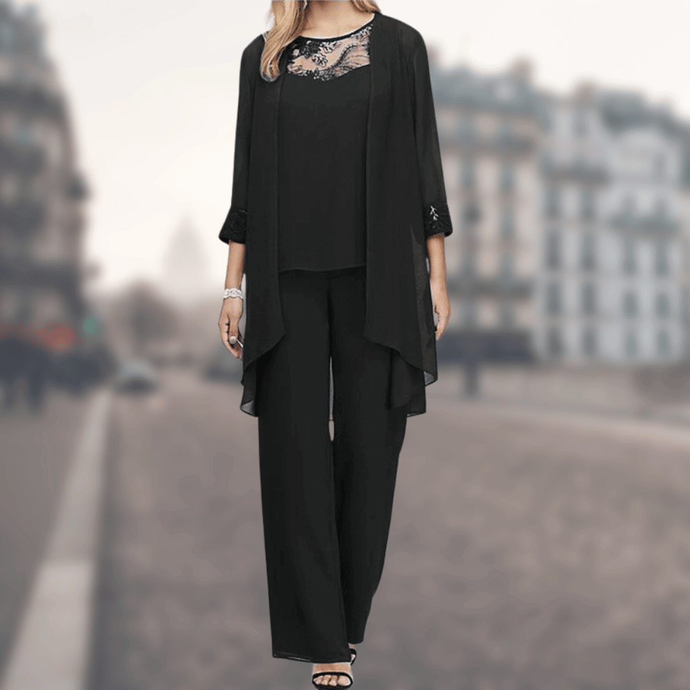Damen Dreiteiliges Anzug Set mit Blazer, Shirt und Hose