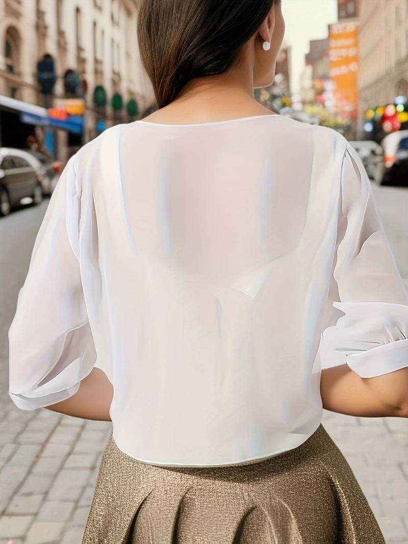 Damen Bluse mit Offenem Vorderdesign für Vielseitige Outfits 1