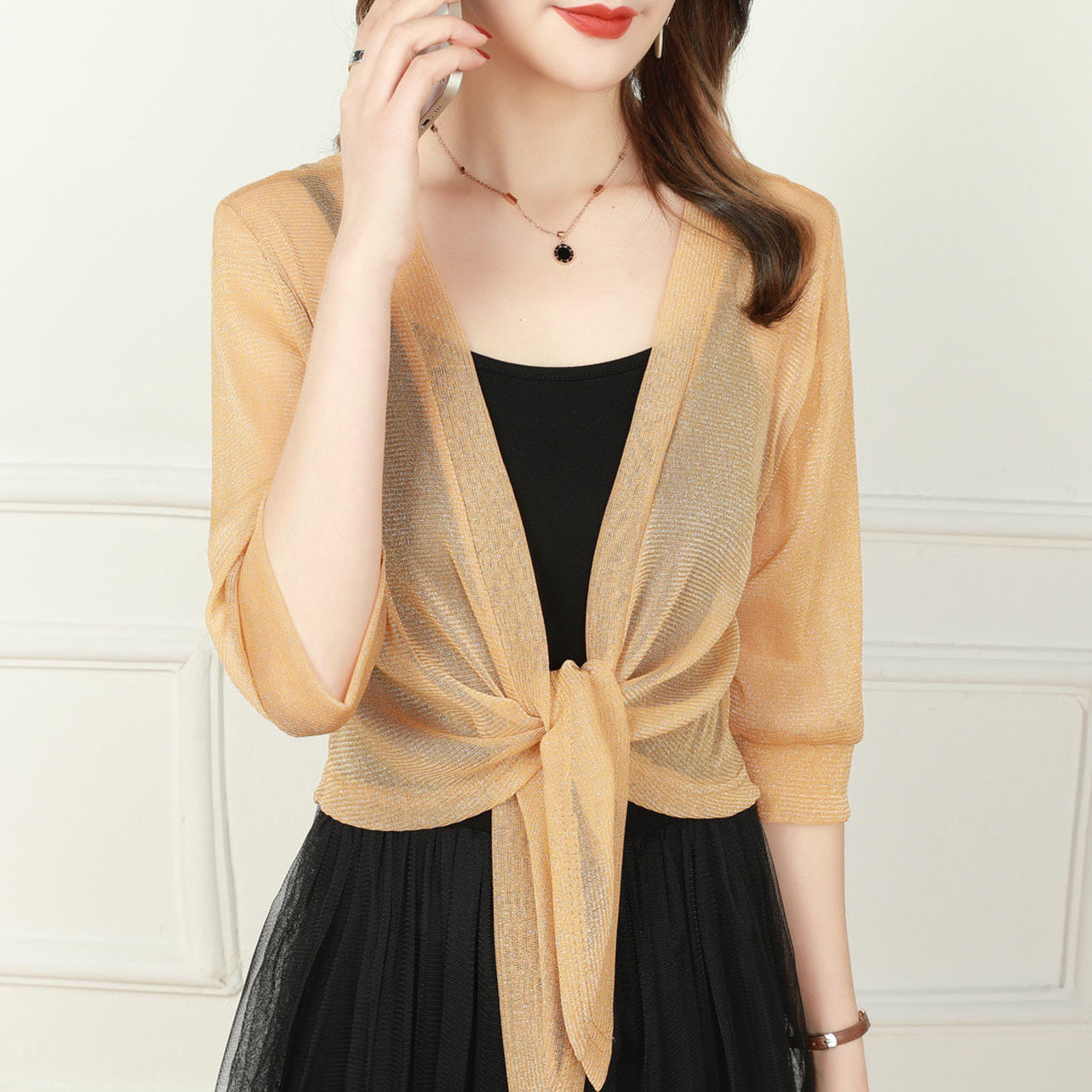 Damen Bluse mit Offenem Vorderdesign für Vielseitige Outfits 15