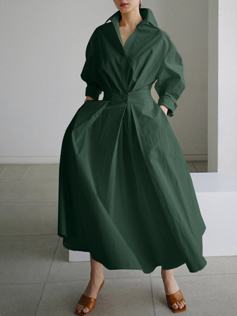 Damen Langes Weit Geschnittenes Kleid | Mit Kragen