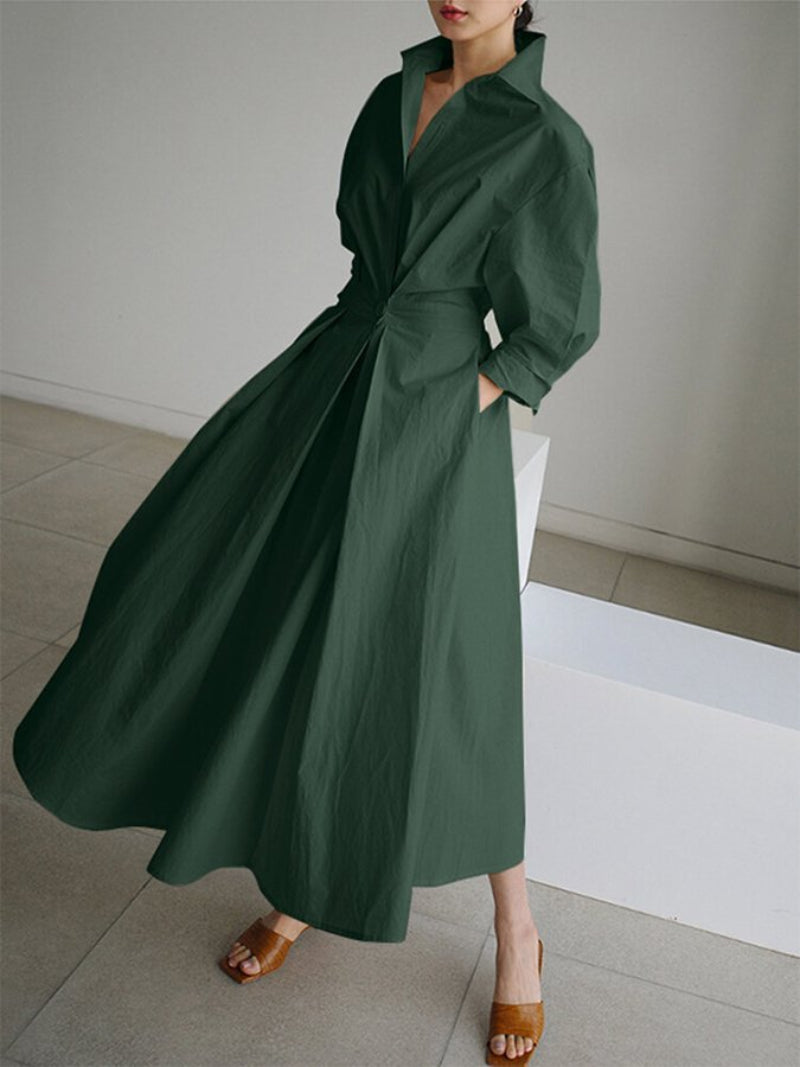 Damen Langes Weit Geschnittenes Kleid | Mit Kragen