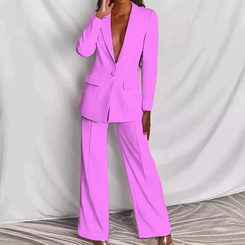 Damen hosenanzug mit langen Ärmeln Blazer