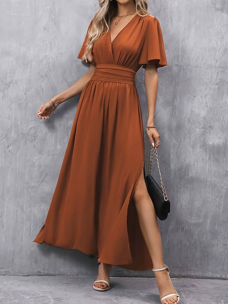 Damen-Maxikleid mit kurzen Ärmeln
