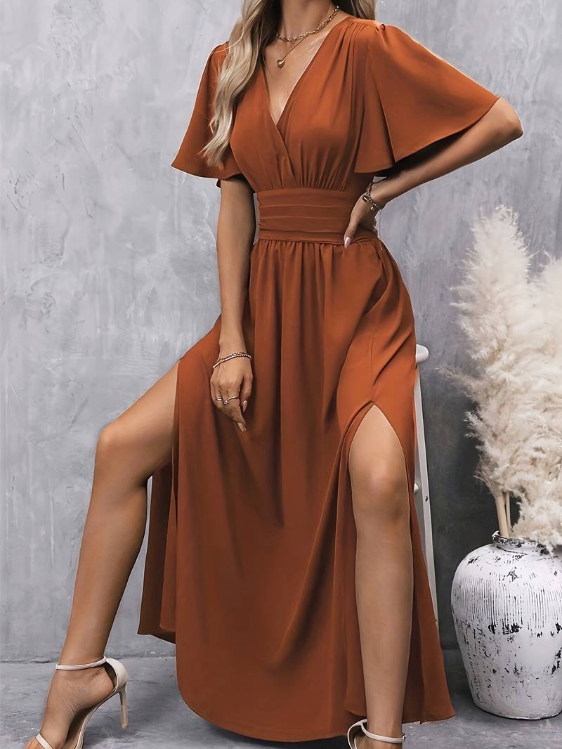 Damen-Maxikleid mit kurzen Ärmeln