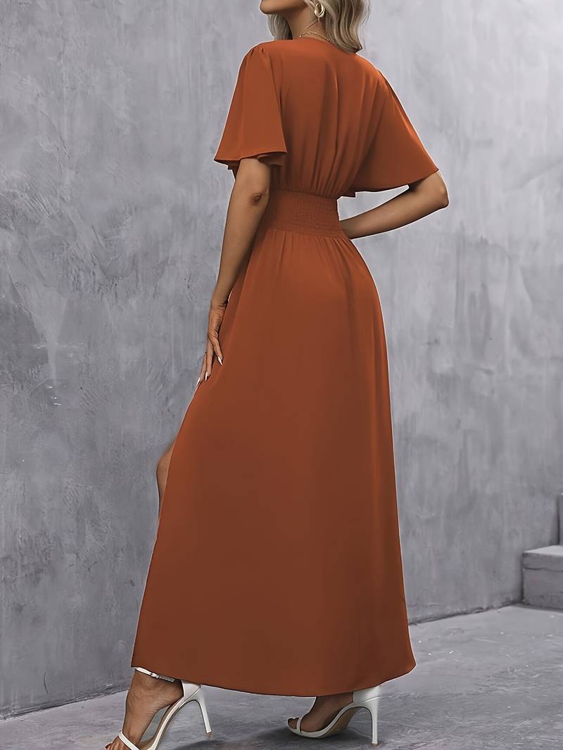 Damen-Maxikleid mit kurzen Ärmeln
