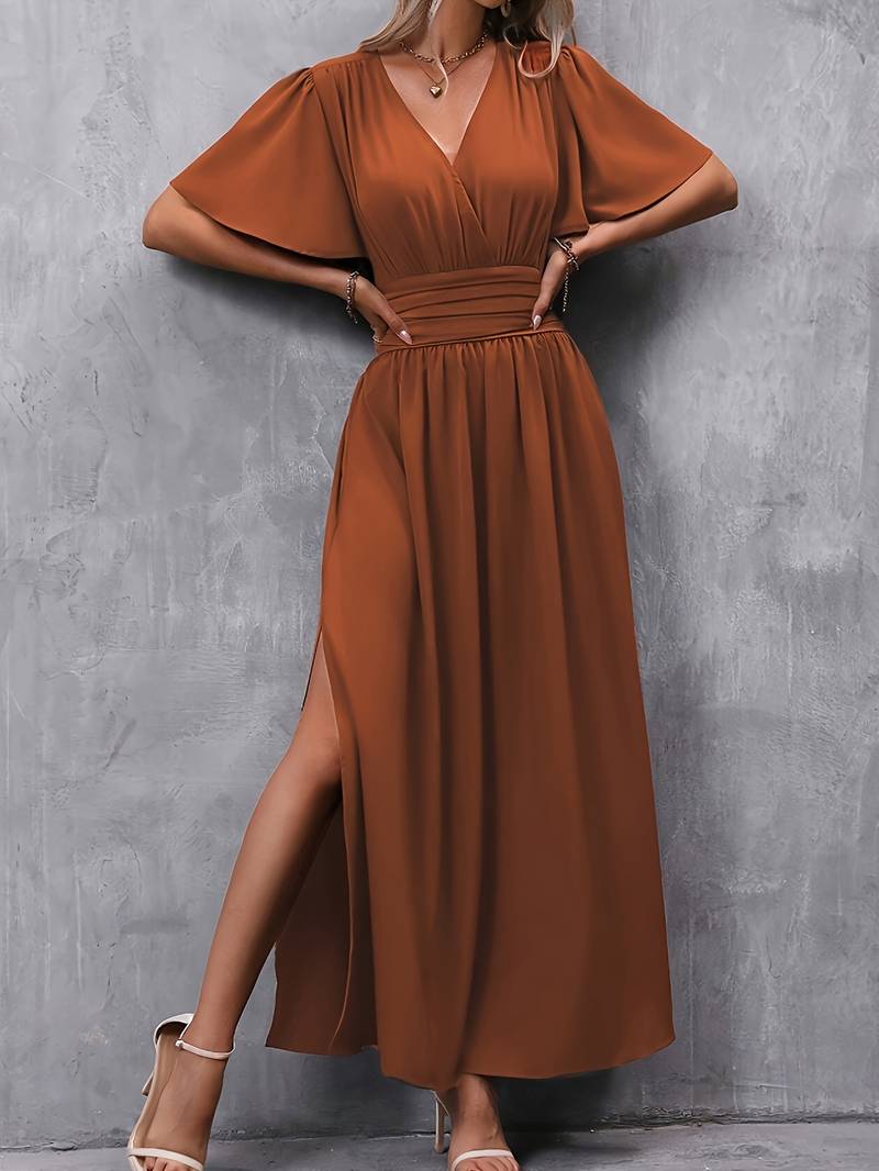 Damen-Maxikleid mit kurzen Ärmeln