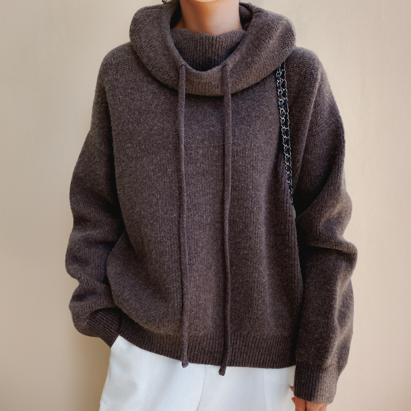 Damen Solide Langarmpullover mit Kapuze