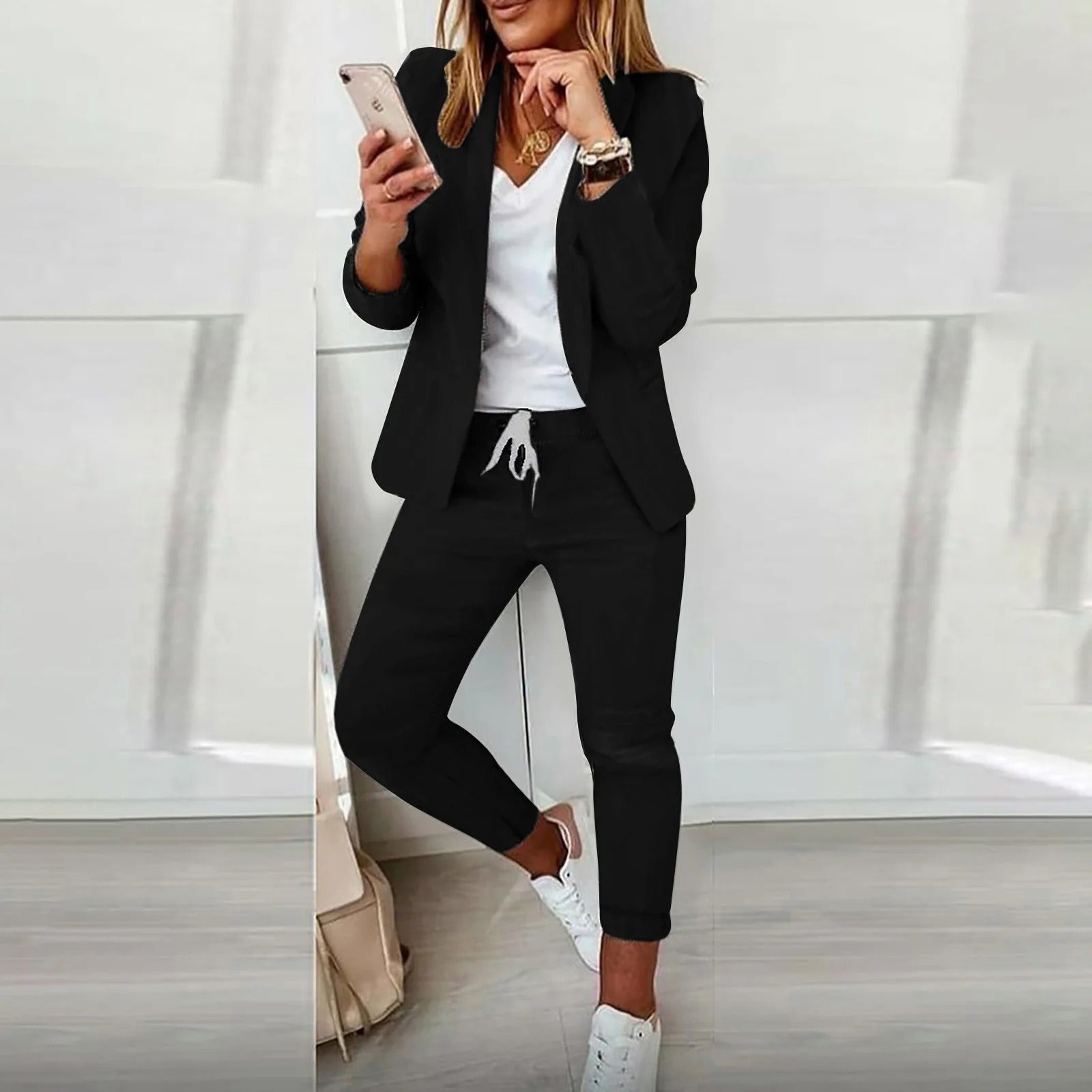 Damen Lässiges Blazer- und Hosen-Set