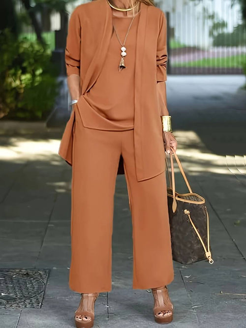 Damen 3-teiliger Set | Cardigan mit Langen Hosen und Oberteil