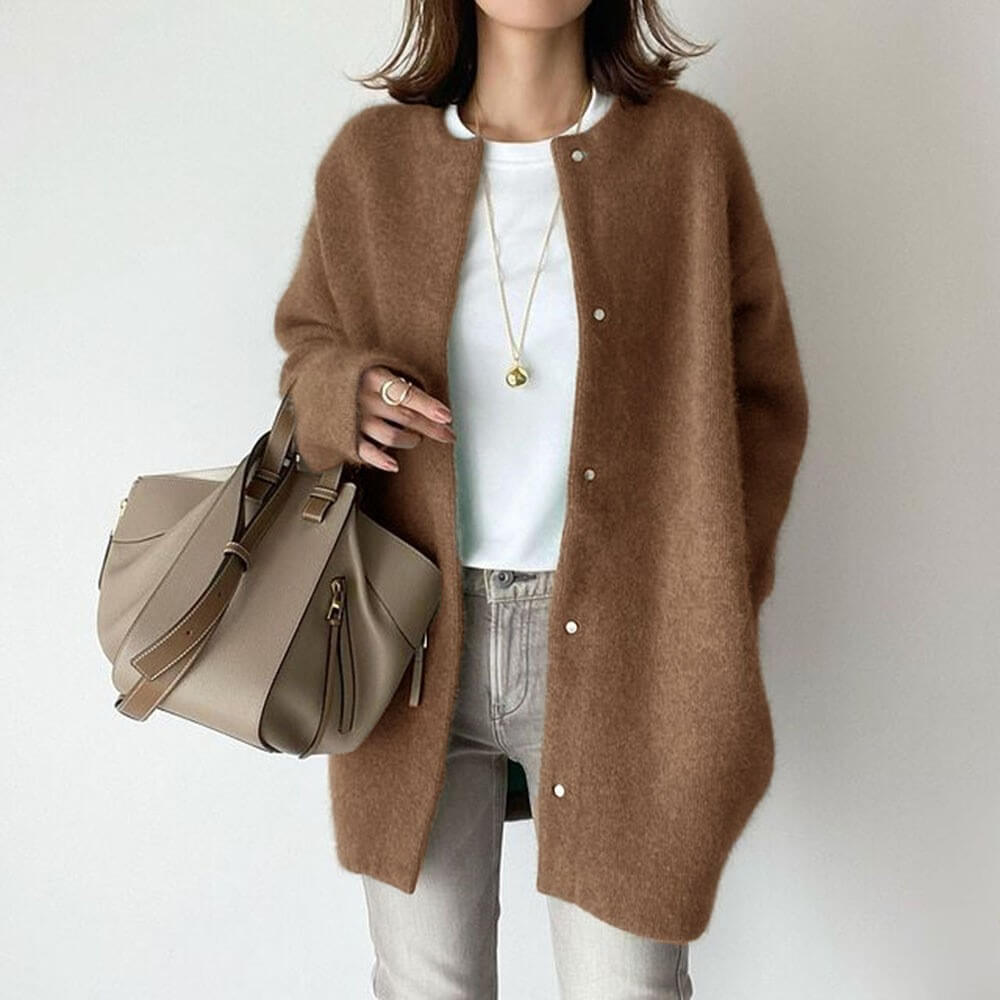Damen Langer Strickjacke mit langen Ärmeln