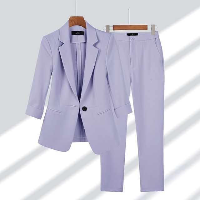 Damen Langarm Anzug mit Blazer und Hose