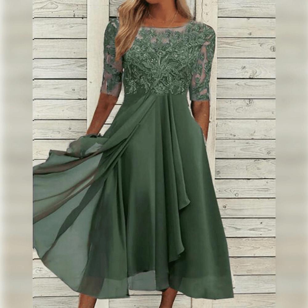 Damen Midi Kleid mit Vielseitigem Design für Verschiedene Anlässe 1