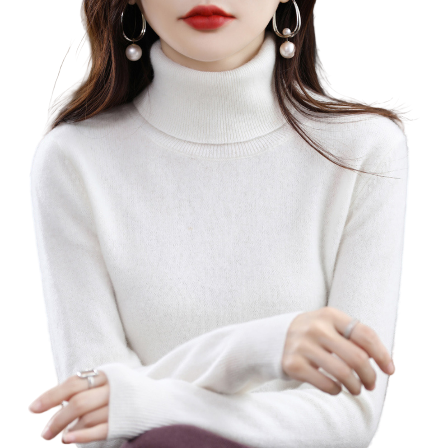 Damen Rollkragenpullover Reguläre Passform für Kühle Tage 0