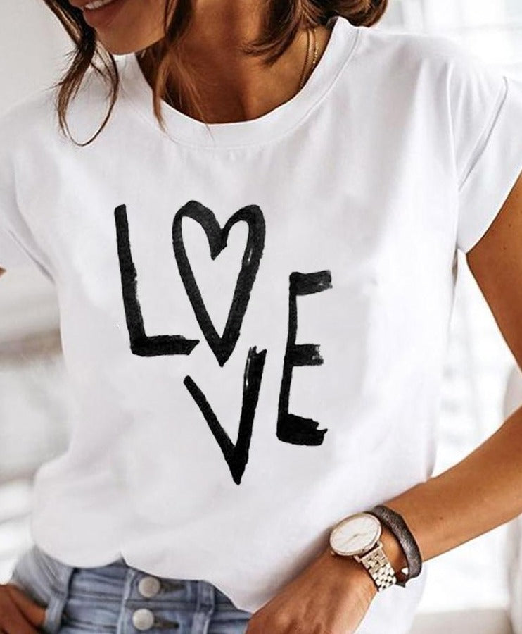 Damen T-Shirt mit Sommerprints und Lockerem Schnitt