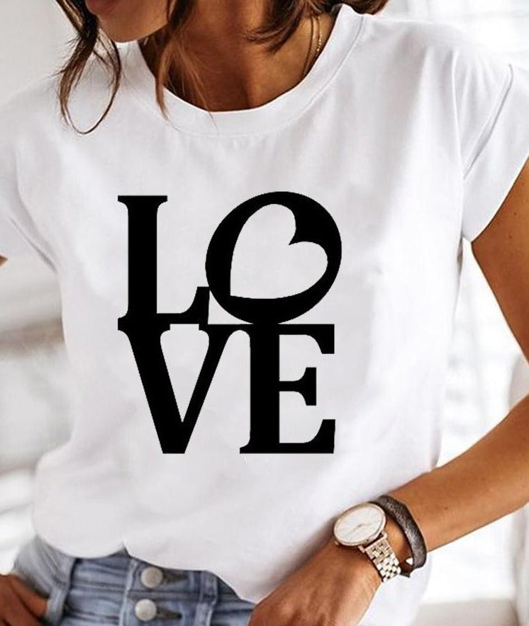 Damen T-Shirt mit Sommerprints und Lockerem Schnitt