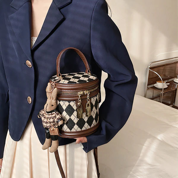 Damen Umhängetasche Runde Form mit Verstellbarem Riemen 2