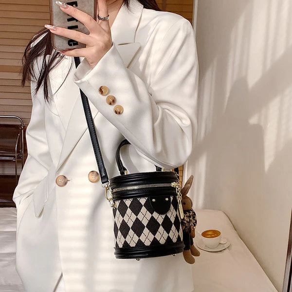 Damen Umhängetasche Runde Form mit Verstellbarem Riemen 4