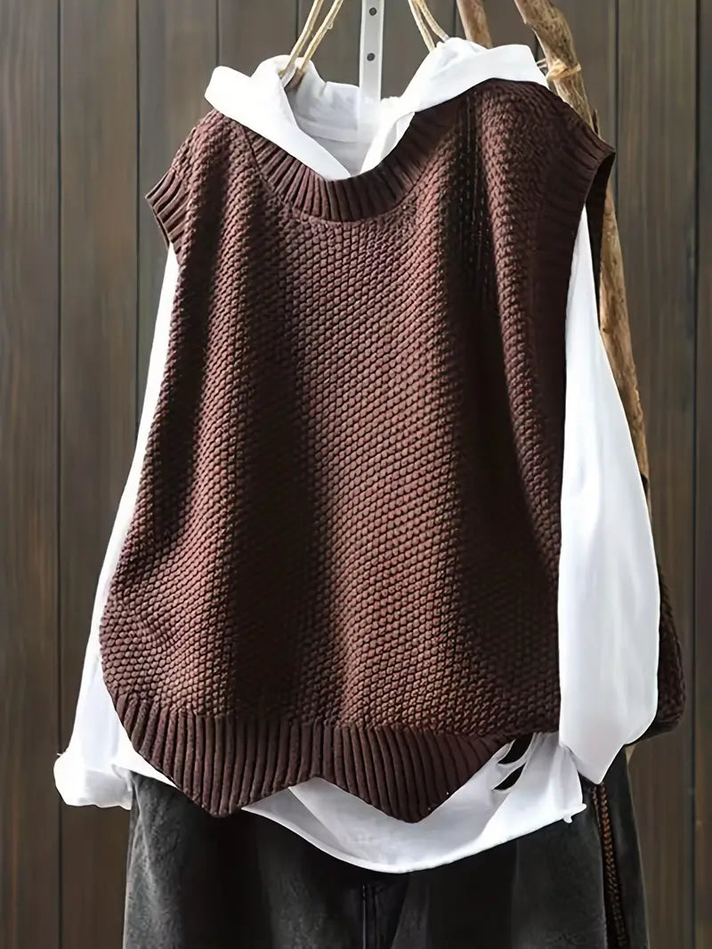 Damen Pullover Weste Solide Ärmelloser