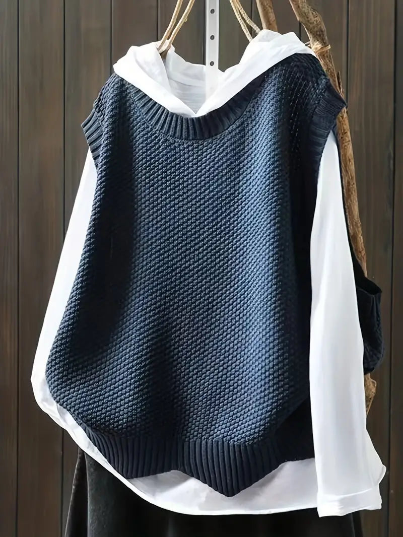 Damen Pullover Weste Solide Ärmelloser