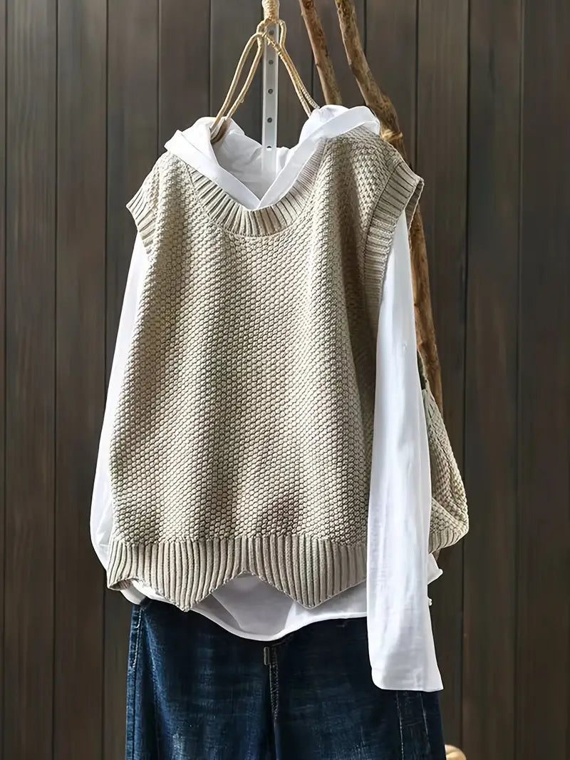 Damen Pullover Weste Solide Ärmelloser