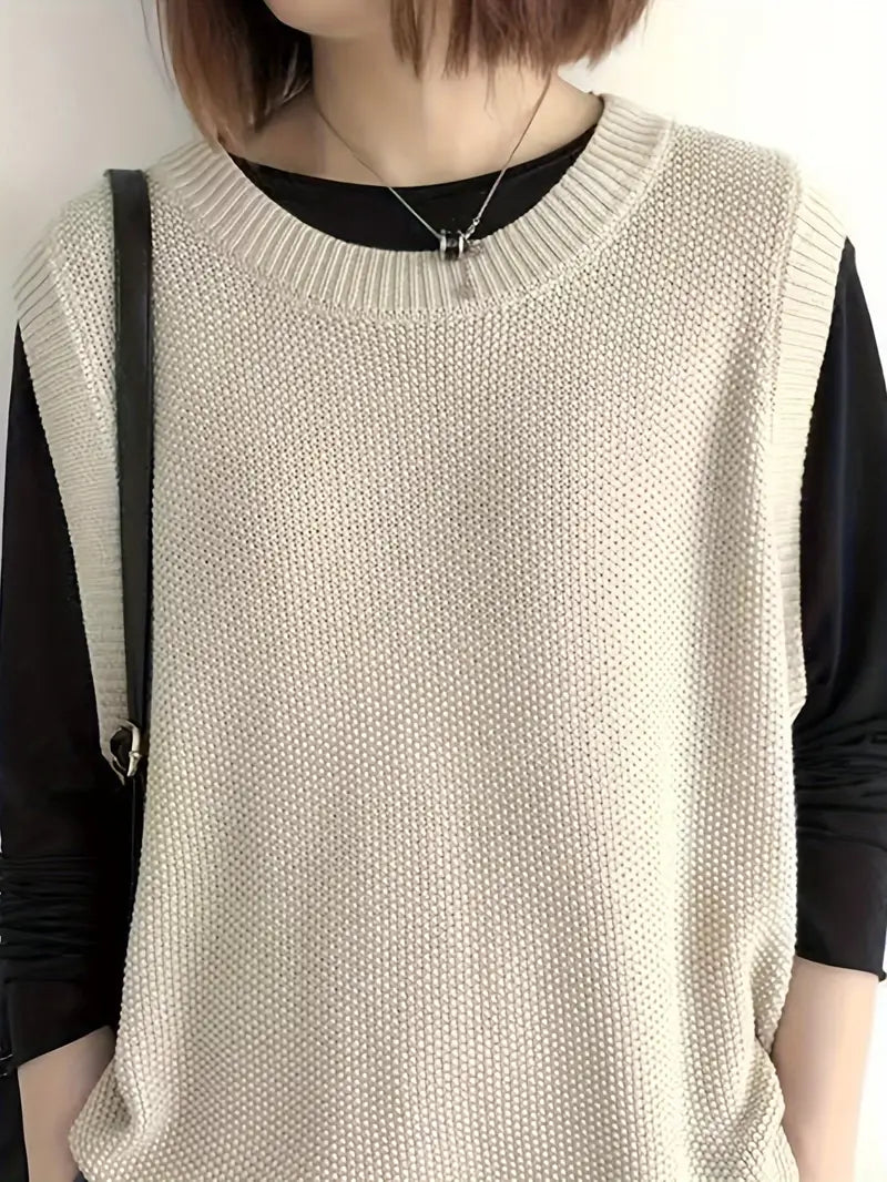 Damen Pullover Weste Solide Ärmelloser