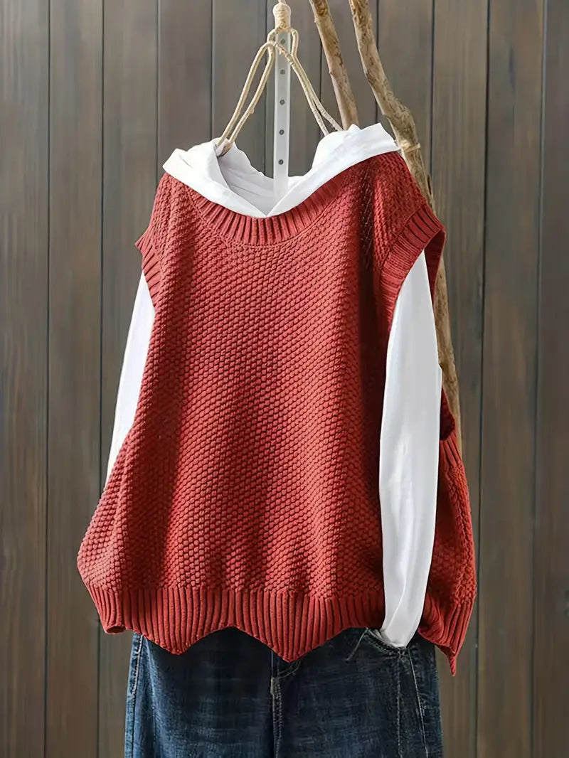 Damen Pullover Weste Solide Ärmelloser