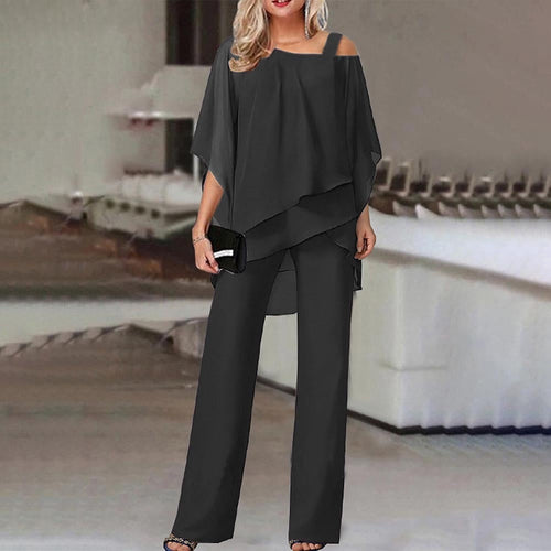 Damen 2-teiliger Set | Cold-Shoulder Oberteil mit Hose