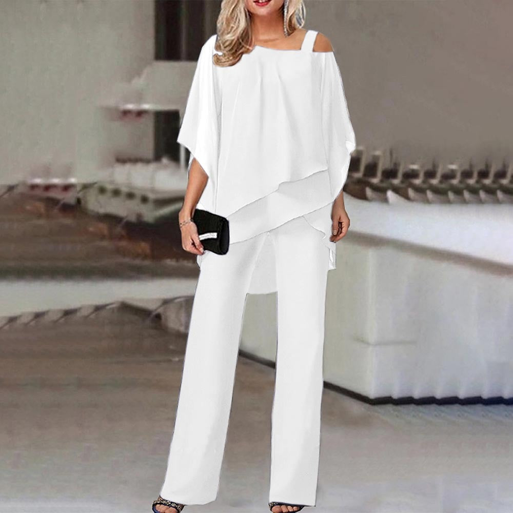 Damen 2-teiliger Set | Cold-Shoulder Oberteil mit Hose
