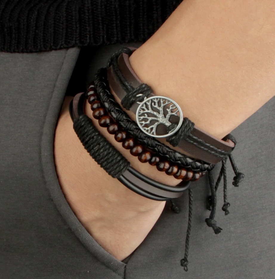 Herren Armbandset mit Muster und Verstellbarem Verschluss 0