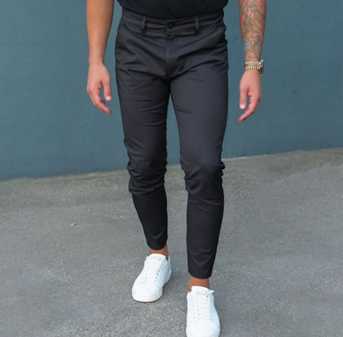 Herren Slim-Fit Hose, Einfarbig