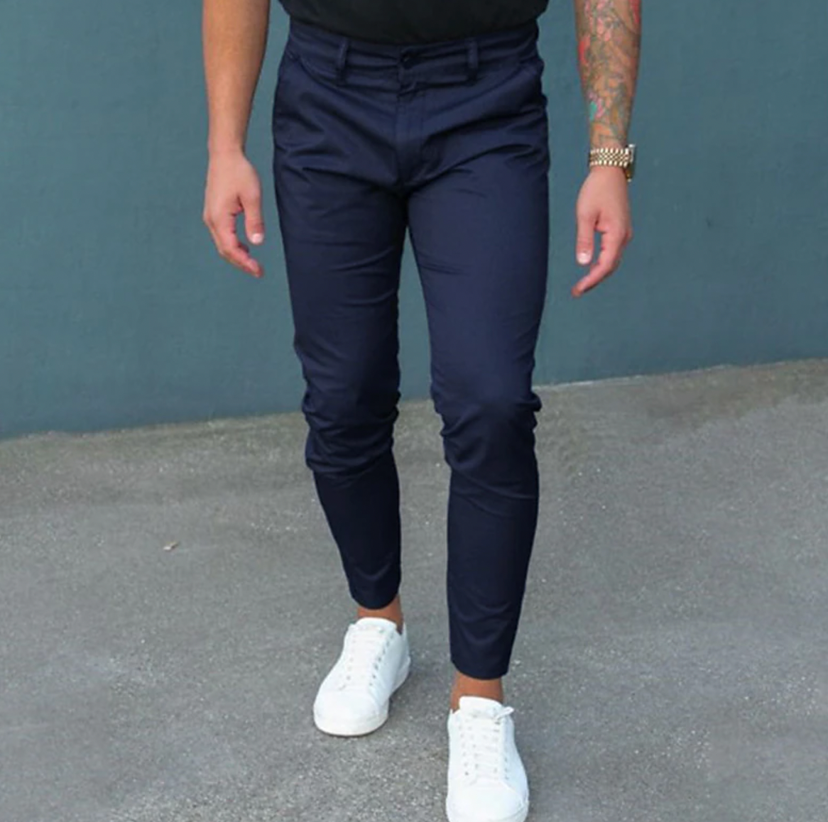 Herren Slim-Fit Hose, Einfarbig