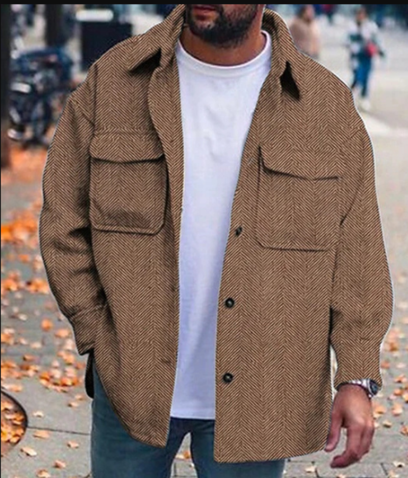Herren Langarmhemd mit Kragen und Brusttaschen