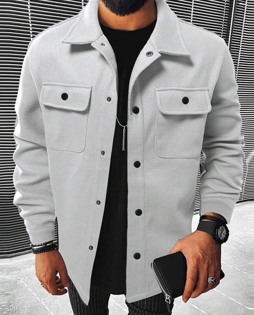 Herren Langarmhemd mit Kragen und Brusttaschen