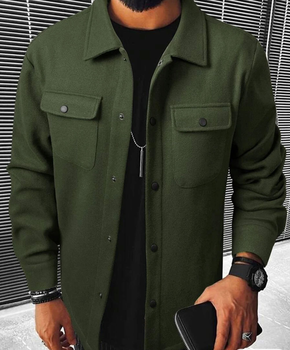 Herren Langarmhemd mit Kragen und Brusttaschen
