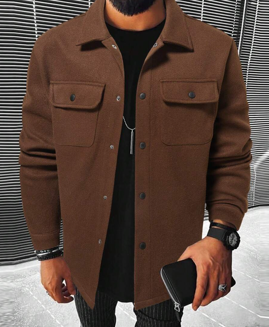 Herren Langarmhemd mit Kragen und Brusttaschen