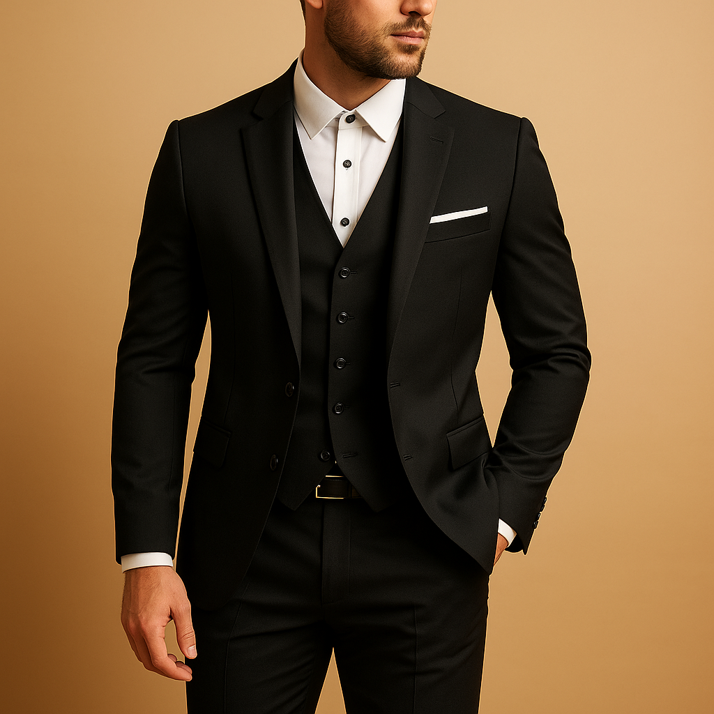 Herren Dreiteiliger Slim-Fit Anzug für Hochzeit und Formalanlässe 0