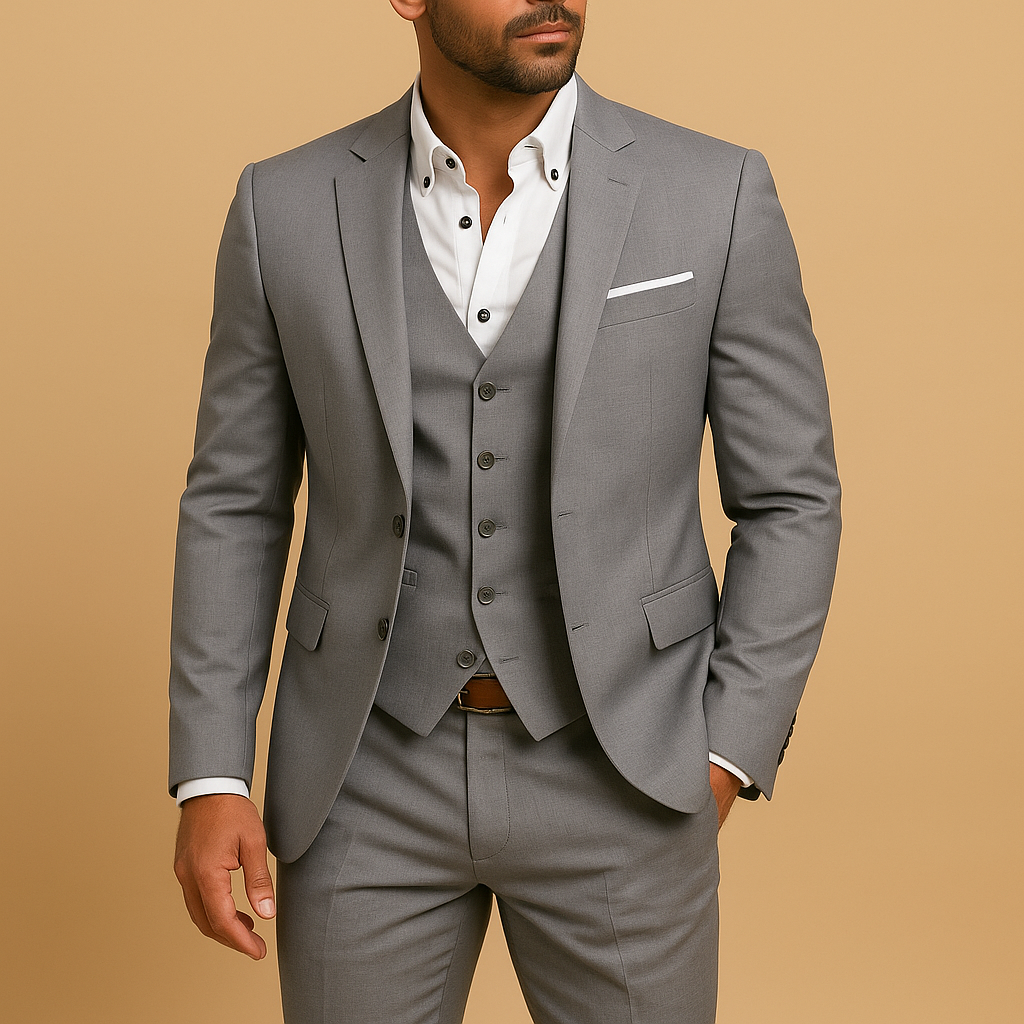 Herren Dreiteiliger Slim-Fit Anzug für Hochzeit und Formalanlässe 1