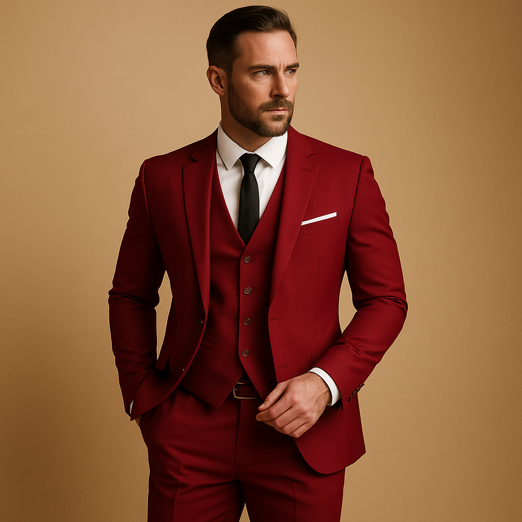 Herren Dreiteiliger Slim-Fit Anzug für Hochzeit und Formalanlässe 3
