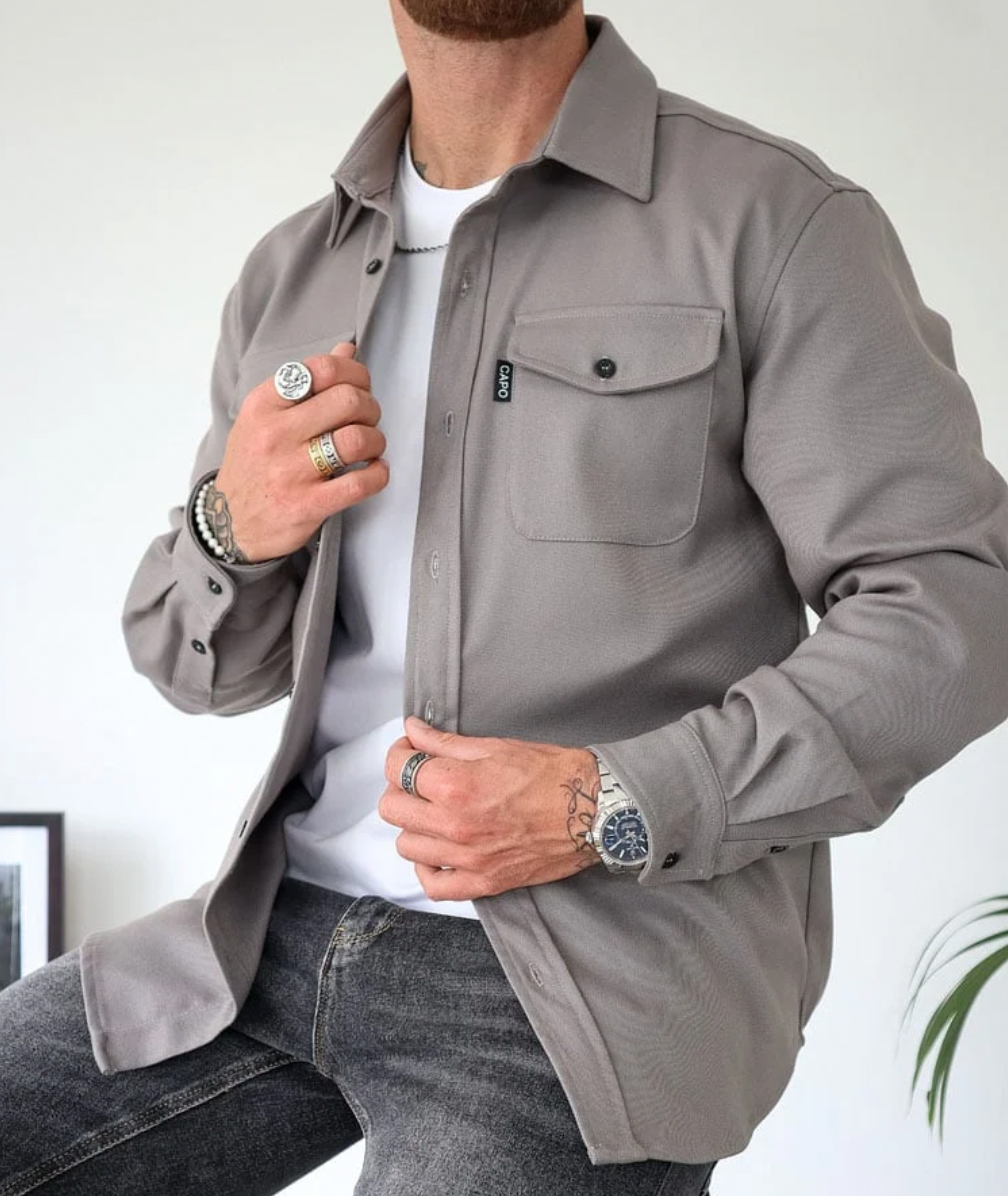 Herren Langarmhemd | Mit Knopfleiste und Brusttaschen