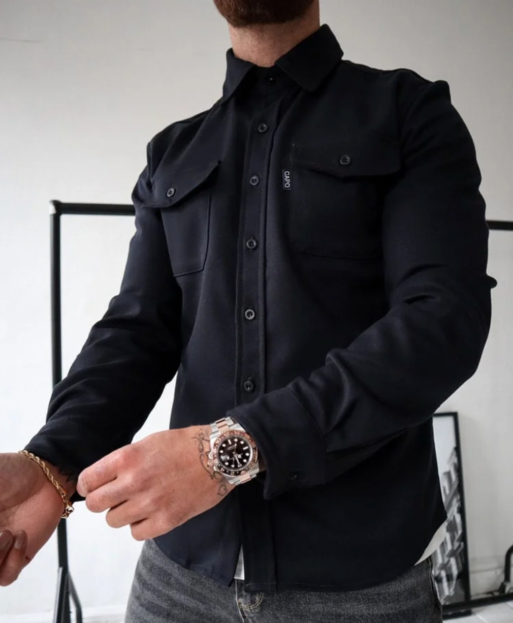 Herren Langarmhemd | Mit Knopfleiste und Brusttaschen