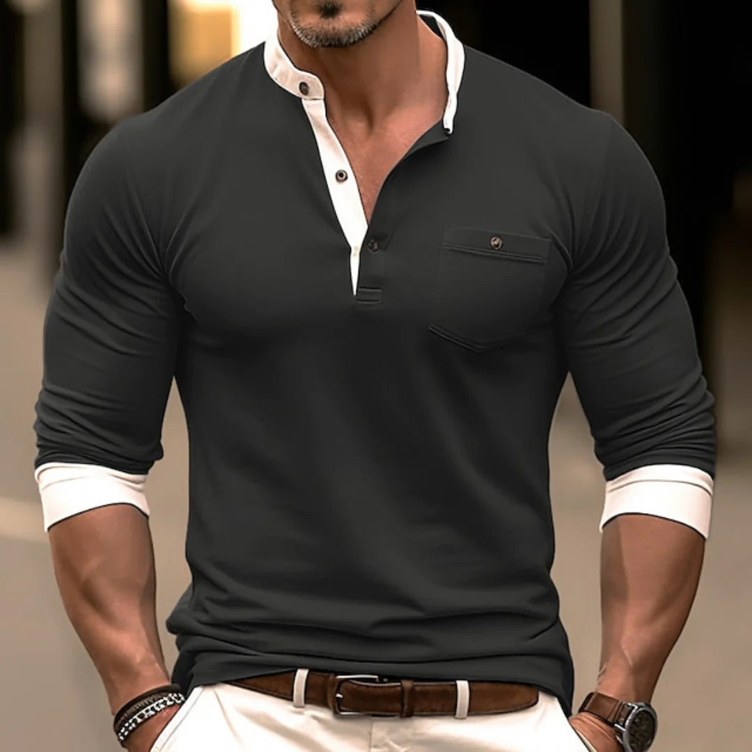 Herren 3/4-Arm Shirt | Mit halber Knopfleiste